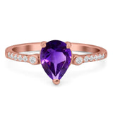 Pear Teardrop Natural Stone Wedding Ring