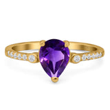 Pear Teardrop Natural Stone Wedding Ring