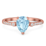 Pear Teardrop Natural Stone Wedding Ring