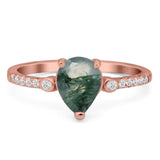 Pear Teardrop Natural Stone Wedding Ring