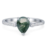 Pear Teardrop Natural Stone Wedding Ring