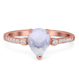 Pear Teardrop Natural Stone Wedding Ring