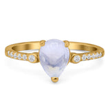 Pear Teardrop Natural Stone Wedding Ring