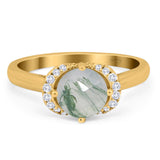 Round Natural Stone Wedding Ring