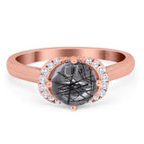 Round Natural Stone Wedding Ring