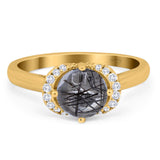 Round Natural Stone Wedding Ring