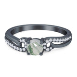 Art Deco Round Natural Stone Curved Ring