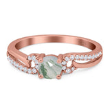 Art Deco Round Natural Stone Curved Ring