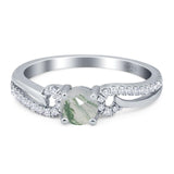 Art Deco Round Natural Stone Curved Ring