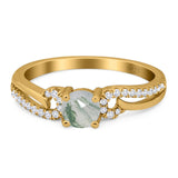 Art Deco Round Natural Stone Curved Ring