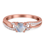 Art Deco Round Natural Stone Curved Ring