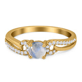 Art Deco Round Natural Stone Curved Ring