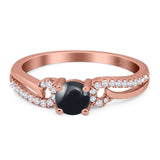 Art Deco Round Natural Stone Curved Ring