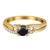 Art Deco Round Natural Stone Curved Ring