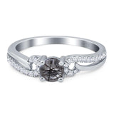 Art Deco Round Natural Stone Curved Ring