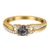 Art Deco Round Natural Stone Curved Ring