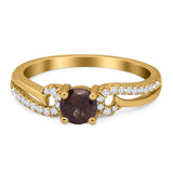 Art Deco Round Natural Stone Curved Ring