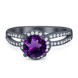 Split Shank Round Natural Stone Ring