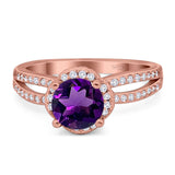 Split Shank Round Natural Stone Ring