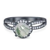 Split Shank Round Natural Stone Ring