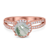 Split Shank Round Natural Stone Ring