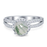 Split Shank Round Natural Stone Ring