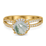 Split Shank Round Natural Stone Ring