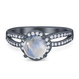 Split Shank Round Natural Stone Ring