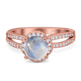 Split Shank Round Natural Stone Ring