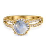 Split Shank Round Natural Stone Ring