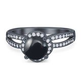 Split Shank Round Natural Stone Ring