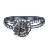 Split Shank Round Natural Stone Ring