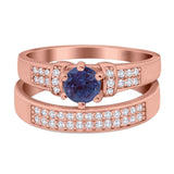 Two Piece Round Natural Stone Ring