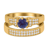 Two Piece Round Natural Stone Ring