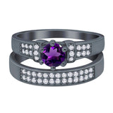 Two Piece Round Natural Stone Ring
