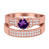 Two Piece Round Natural Stone Ring