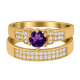 Two Piece Round Natural Stone Ring