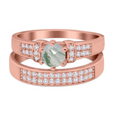 Two Piece Round Natural Stone Ring