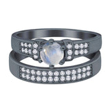 Two Piece Round Natural Stone Ring