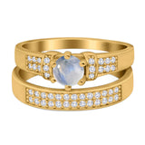 Two Piece Round Natural Stone Ring