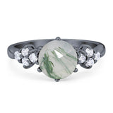 Art Deco Round Natural Stone Cluster Ring