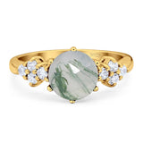 Art Deco Round Natural Stone Cluster Ring