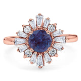 Art Deco Round Natural Stone Cocktail Ring