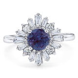 Art Deco Round Natural Stone Cocktail Ring