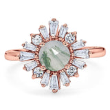 Art Deco Round Natural Stone Cocktail Ring