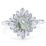 Art Deco Round Natural Stone Cocktail Ring