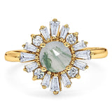 Art Deco Round Natural Stone Cocktail Ring