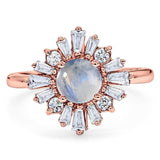 Art Deco Round Natural Stone Cocktail Ring