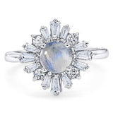 Art Deco Round Natural Stone Cocktail Ring