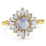 Art Deco Round Natural Stone Cocktail Ring